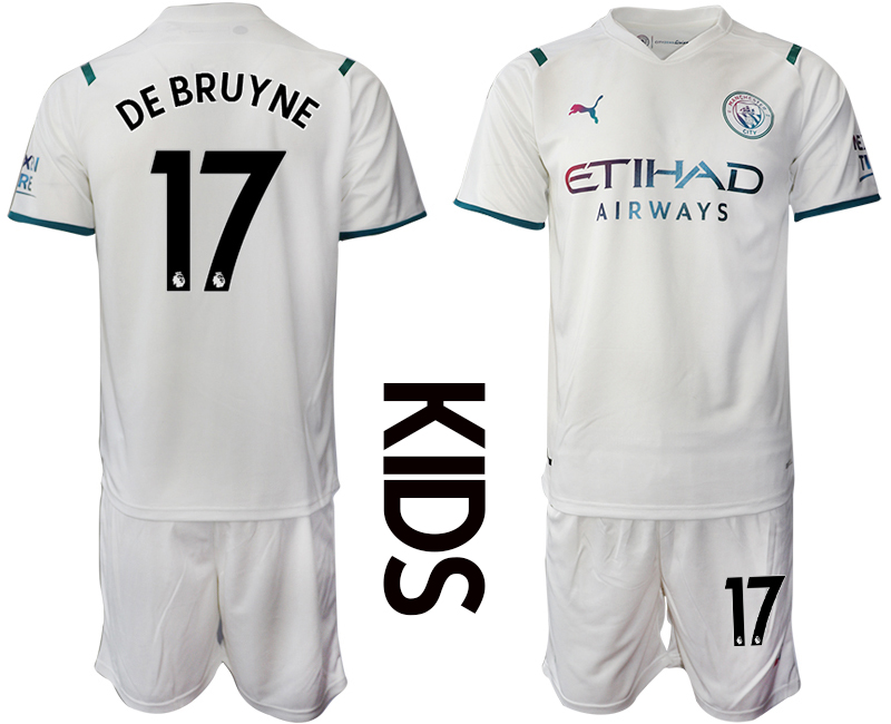 Youth 2021-2022 Club Manchester City away white #17 Soccer Jersey